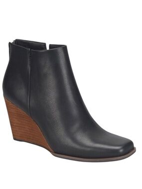 KORKS Oliana Wedge Bootie Black Square Toe Zip Ankle Boot Size 11 NEW